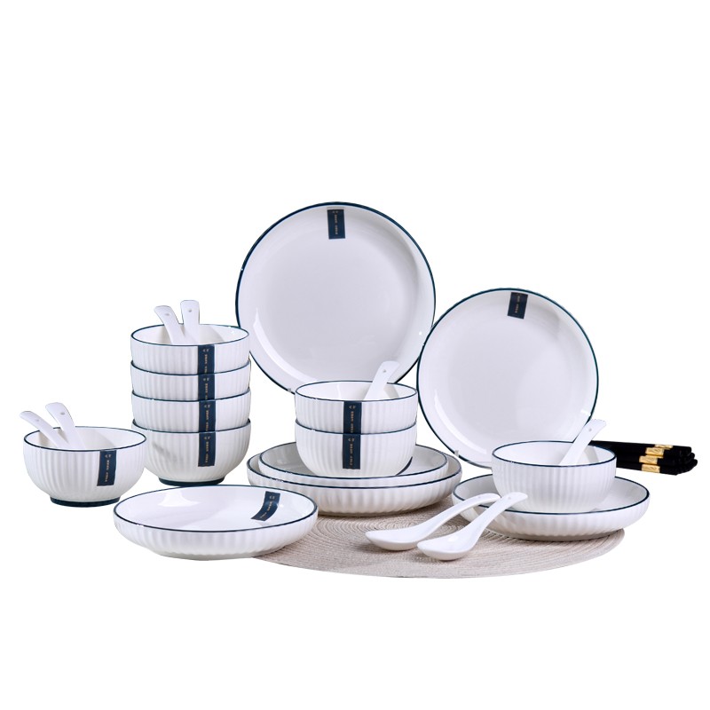 唯都 餐具组 W-S030 材质 :高温陶瓷 颜色 :白色+墨绿