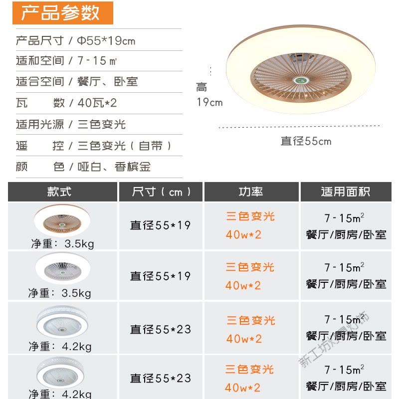 苏宁放心购 隐形电风扇灯吊扇灯餐厅卧室灯吊灯创意灯饰儿童房带风扇的吸顶灯图片