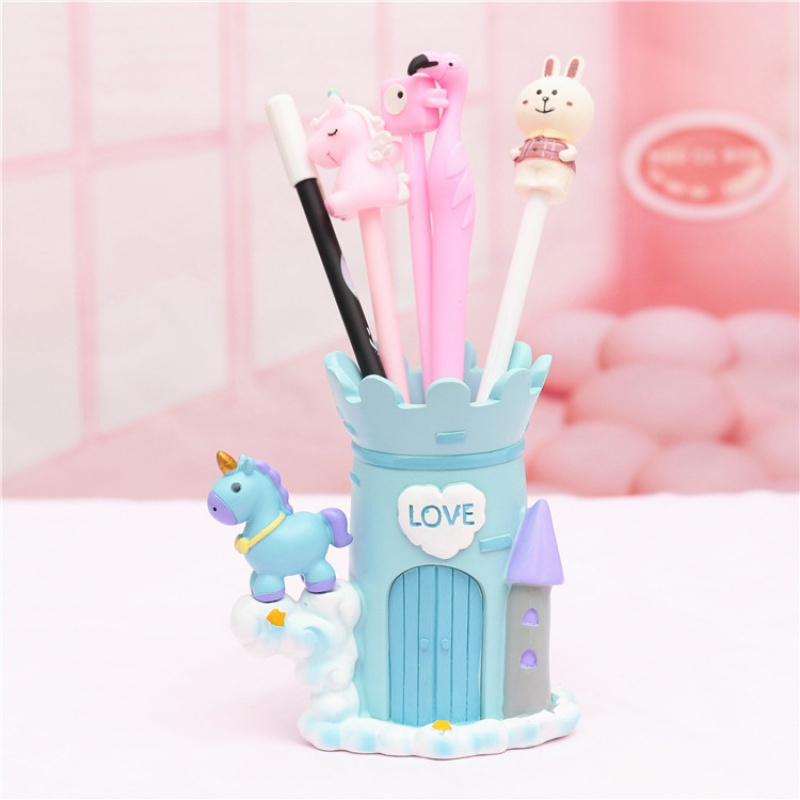 新款zakka独角兽少女心笔筒学生礼品桌面装饰树脂工艺品