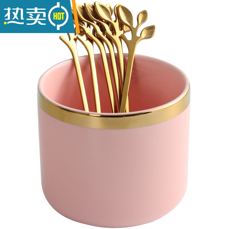 敬平水果叉套装创意可爱家用不锈钢叉子ins北欧水果签果插欧式小奢华 绿金收纳罐1个高清大图