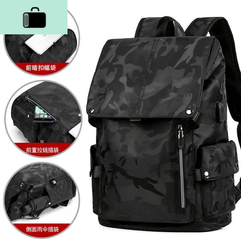 双肩包2020新款男潮流ins超火书包男士简约大容量牛津布旅行背包NEW LAKE 经典黑图片