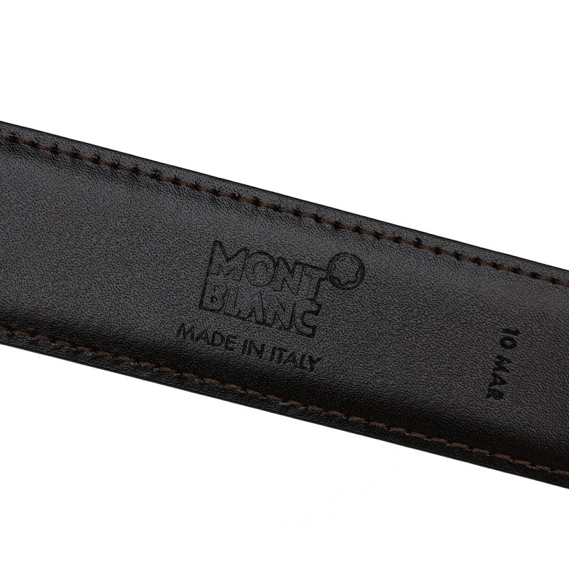 万宝龙montblanc双面自由剪裁牛皮商务皮带黑色棕色118426