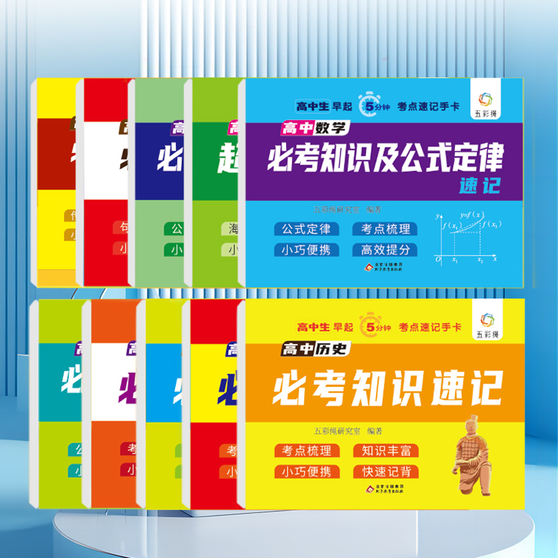 高中必背古诗词及必考知识速记 初中通用 [正版]小学初中高中知识速记学习手卡教育重点标准讲解高清大图