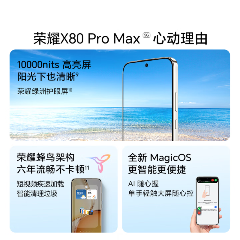 荣耀X80 Pro Max 8+256GB 元气橙 第五代骁龙6芯 11000大电池 高清影像 90W快充 5G手机高清大图