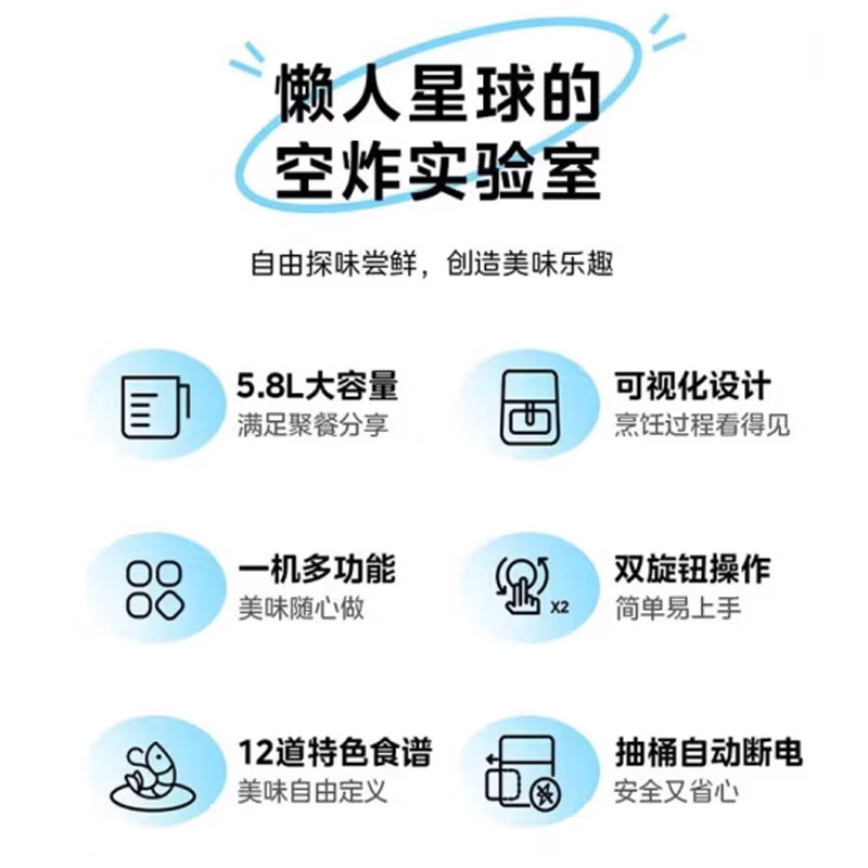 美的(Midea) 空气炸锅 KZE5881 5.8L高清大图