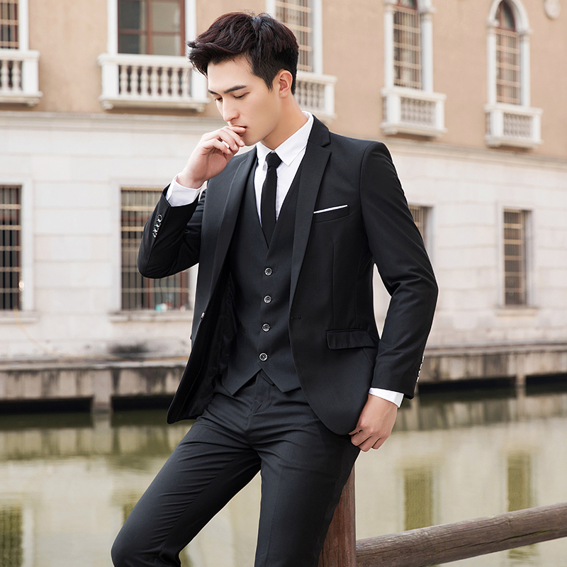 骄克雄狮jankeleone西服套装男士青年上班面试职业装三件套商务正装