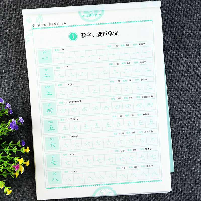 幼儿学前300字练字帖 [正版]幼儿字帖学前幼儿园练字 300字临摹练字帖儿童幼儿园大班中班小班字帖练字描红控笔训练 学高清大图