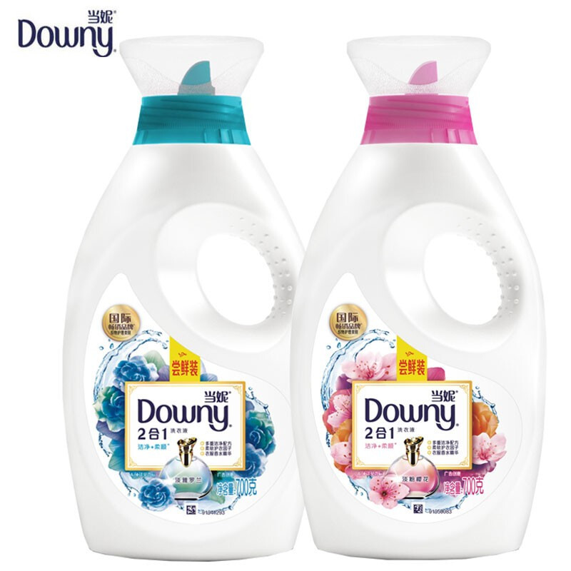 当妮(Downy)二合一洗衣液 洁净柔顺留香 有效洁净除菌 香味持久(淡粉樱花+淡雅罗兰)700g*2瓶