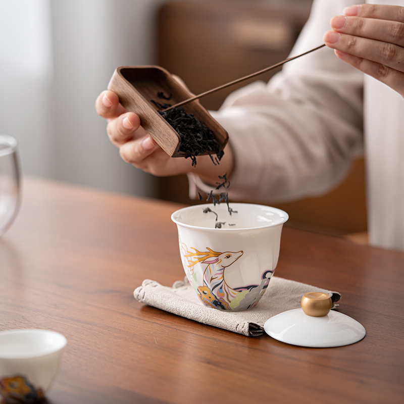 苏氏陶瓷(SUSHI CERAMICS)九色祥鹿旅行便捷配主人杯茶具