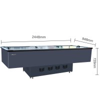 华美(Huamei)2.5米商用卧式展示柜 海鲜市场菜场大容量卧式冰柜 超市冷柜岛柜海鲜岛柜-HD-2500S