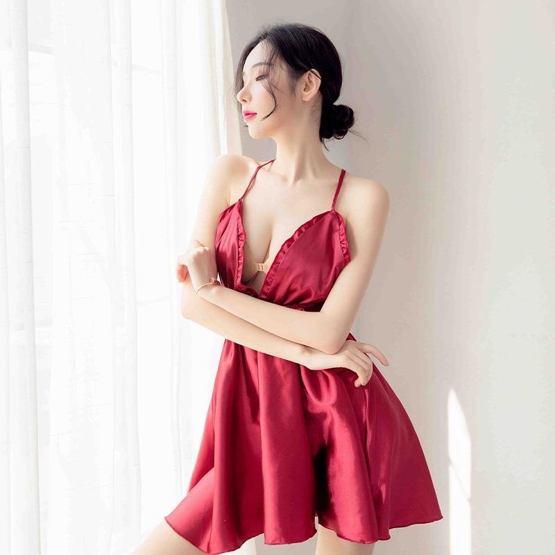 长夜漫漫情趣内衣女性感睡衣大码睡裙挂脖系带家居服套装qqny1189OPmRdA高清大图