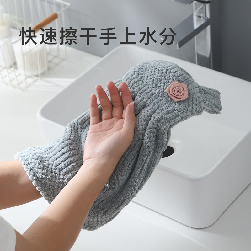 丽佳邦柔软亲肤珊瑚绒擦手巾可爱加厚吸水可挂擦手布粉色水母高清大图