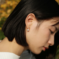 银饰甜美三叶贝珠珍珠耳钉女后挂式耳环韩国气质纯银耳饰送女朋友七夕情人节礼物