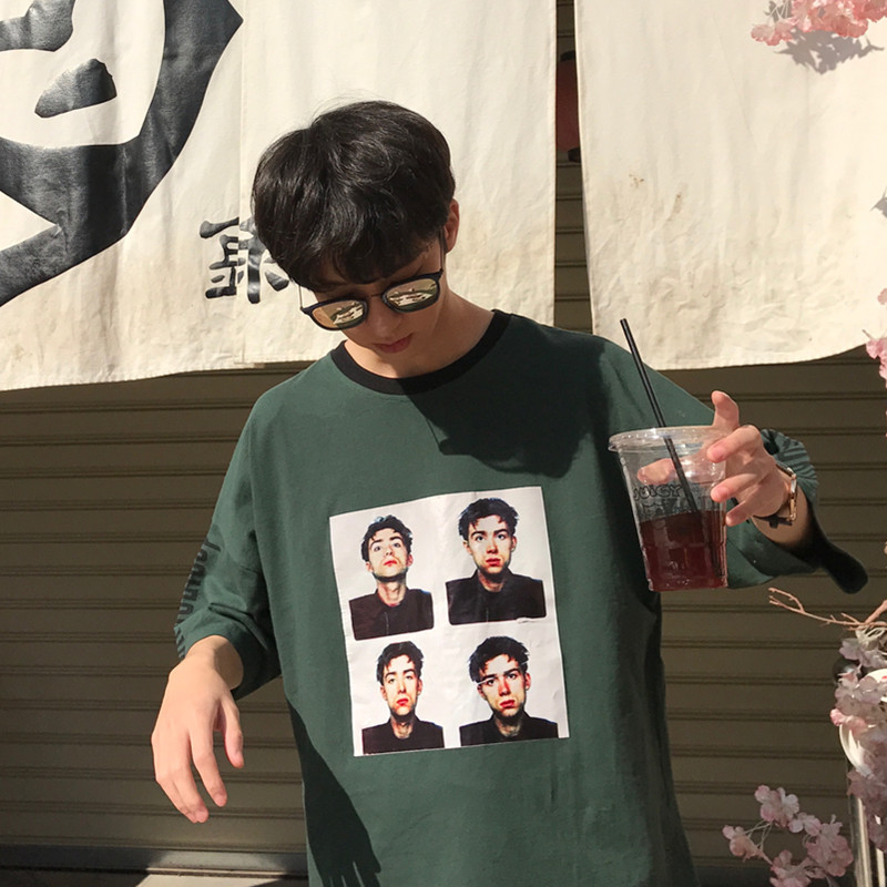 夏季男士短袖T恤圆领情侣衣服韩版帅气体恤夏装上衣帅气外套红色
