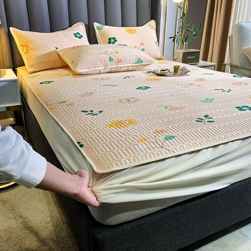家柏饰(CORATED)乳胶床垫套罩软垫保护套垫被褥子全包防滑固定全棉床笠单件 金奇达-(泫雅-花浅玉)乳胶床笠凉席 150cmx200+25cm