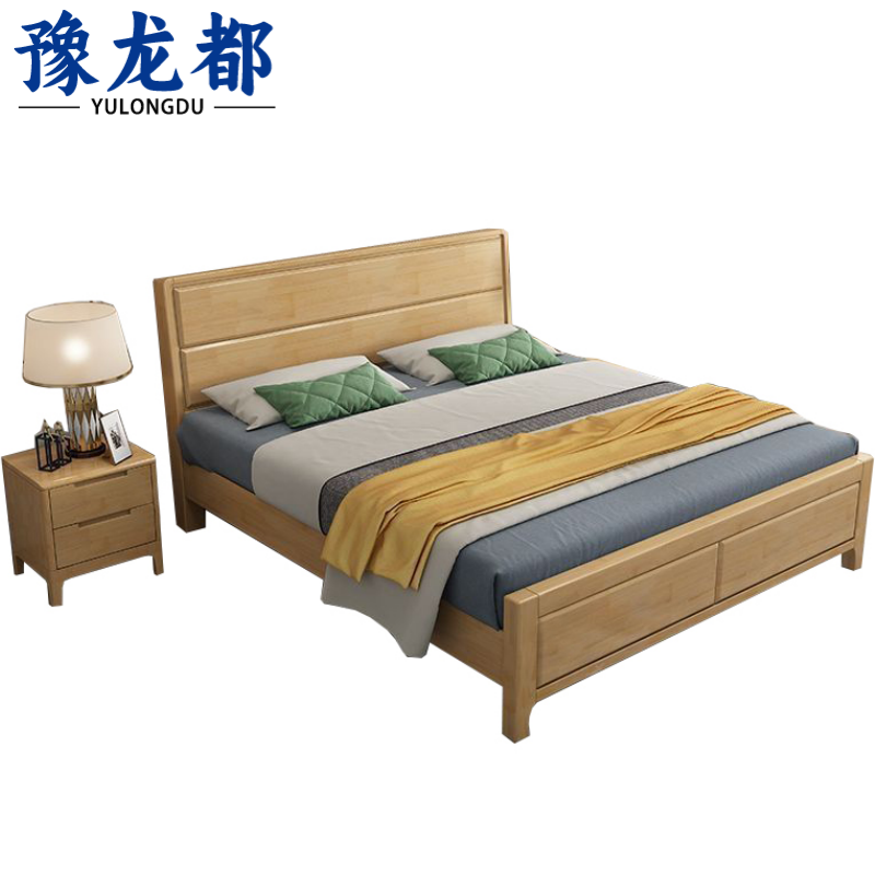 豫龙都 床+床头柜+床垫 1.2m 套高清大图