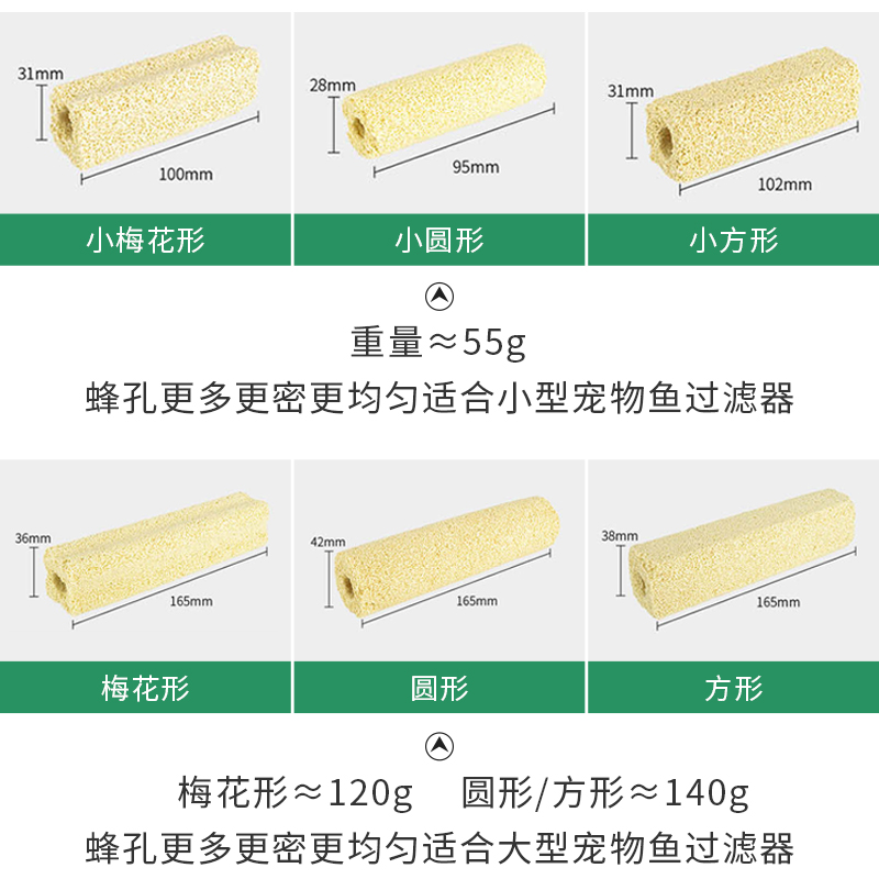 鱼缸过滤材料硝化细菌屋滤材水族箱净水净化鱼池生化陶瓷环底滤 小梅花10CM*3厘米【10根】 默认尺寸