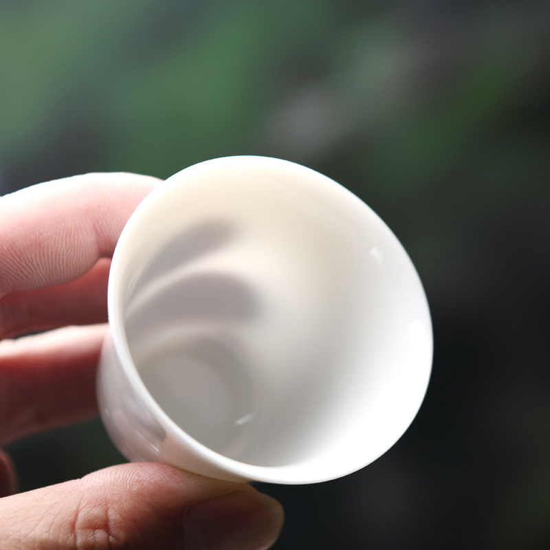 华普思德化品茗杯陶瓷主人杯小茶杯个人杯羊脂玉瓷存白色 描金-品香杯 4只装高清大图