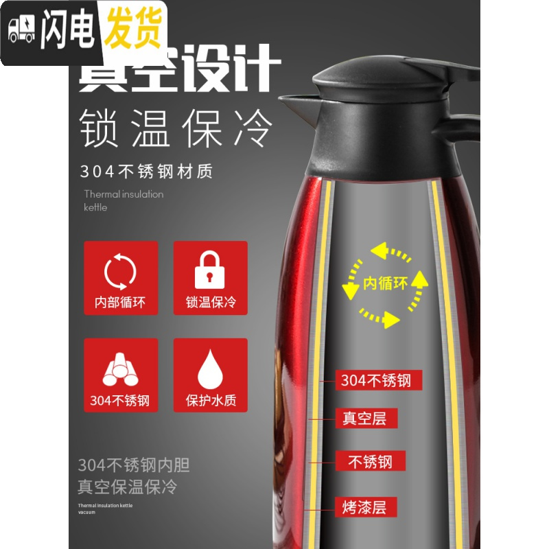 三维工匠 保温壶家用304不锈钢内胆大容量热水瓶暖瓶热开水壶保温水壶 2.0星光黑高清大图
