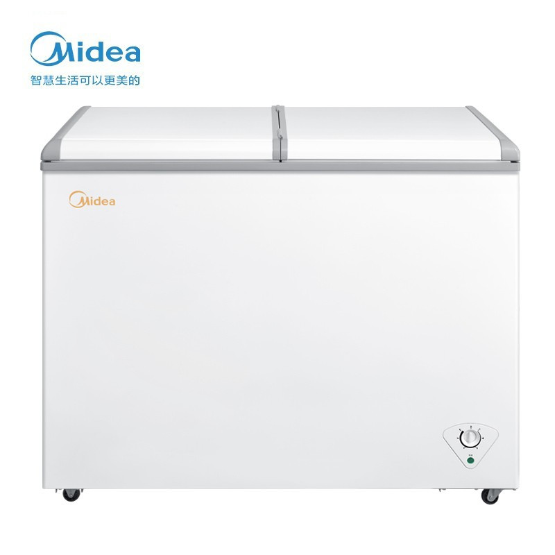 美的(Midea)家用商用冰柜双箱双温冷柜冷藏冷冻卧式冰箱 220VM(E) 妙趣金