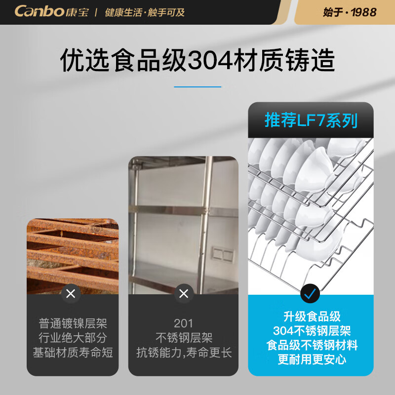 康宝(Canbo)XDZ115-LF7消毒柜家用不锈钢智能立式母婴儿餐具奶瓶碗筷二星级厨房大容量热风砧板消毒碗柜