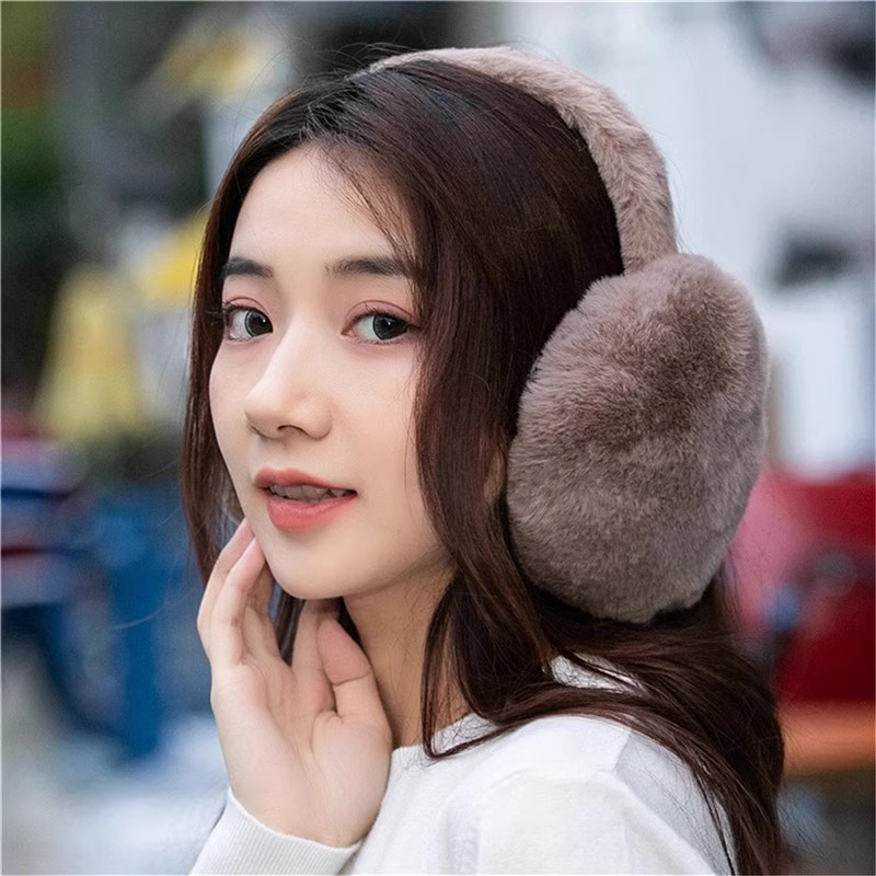 韩式毛绒耳罩可折叠保暖耳套女冬季护耳包可爱加厚防冻防风耳捂子--【可折叠】粉色高清大图