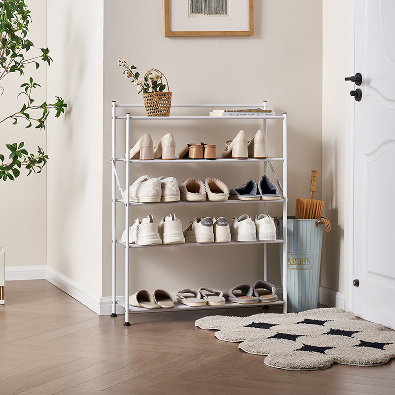 全友家居入户门口家用可折叠多层鞋架小户型简易置物架高清大图