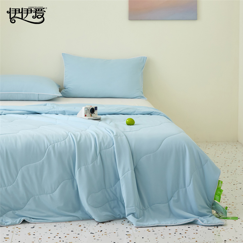 伊伊爱 双面撞色锦氨弹力大豆夏凉被高清大图