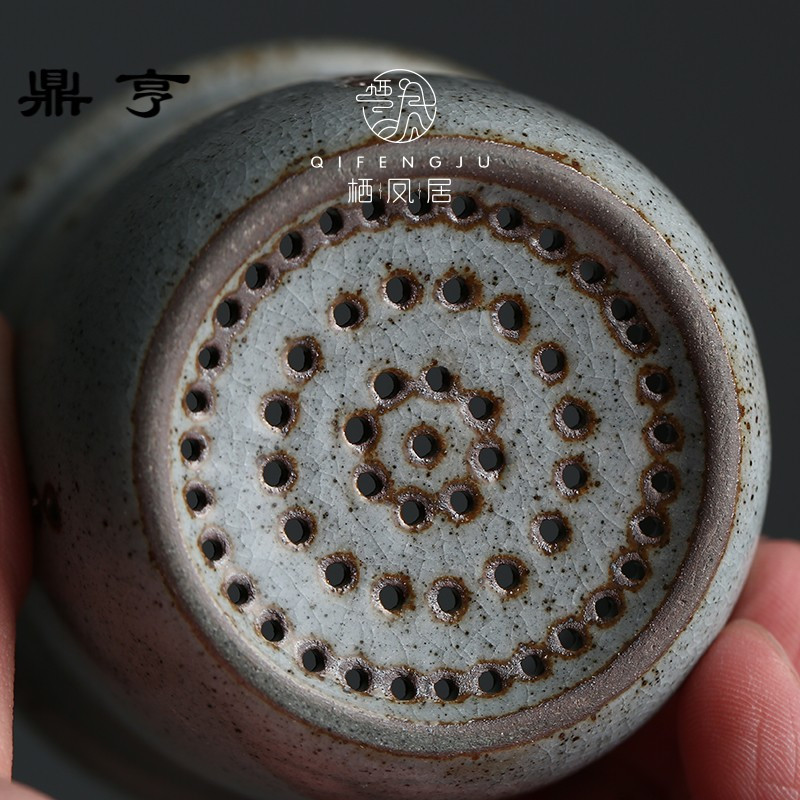 鼎亨栖凤居 陶瓷办公室泡茶杯子马克杯 实木把手防烫带盖过滤茶杯
