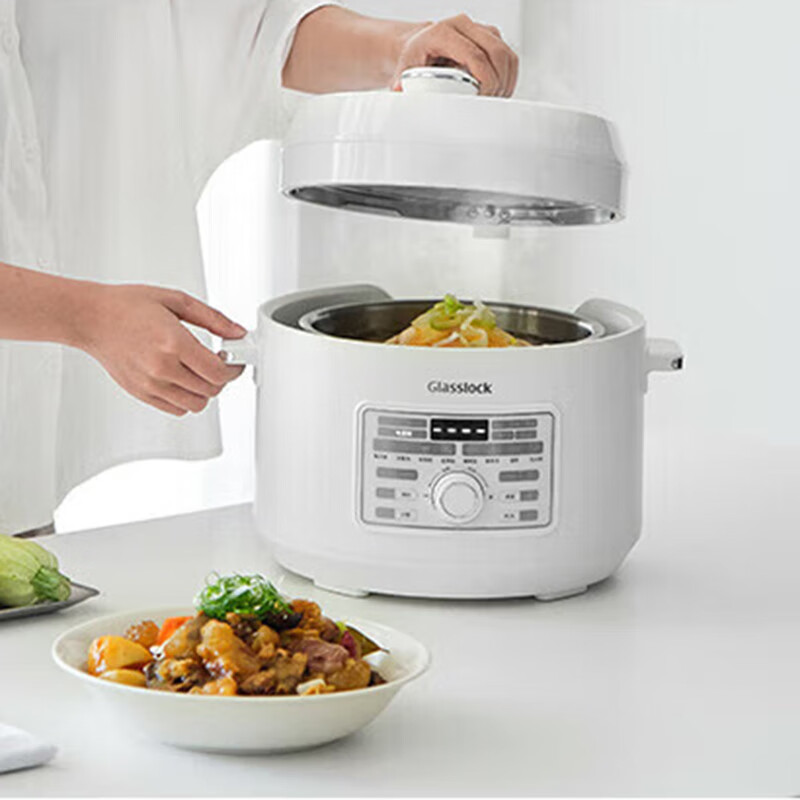 GLASSLOCK 盖朗 双胆电压力锅 304不锈钢内胆 电压220V 功率800W 3L GE-RC05WH 白 /台高清大图