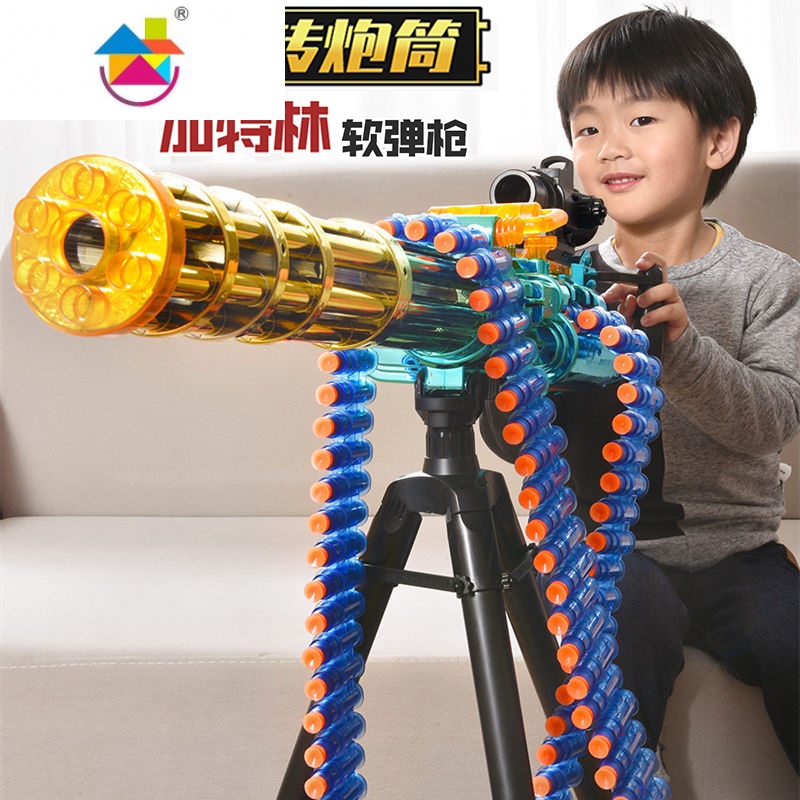 黄金加特林电动连发儿童m416玩具枪热火机关枪仿真软弹重机枪男孩真