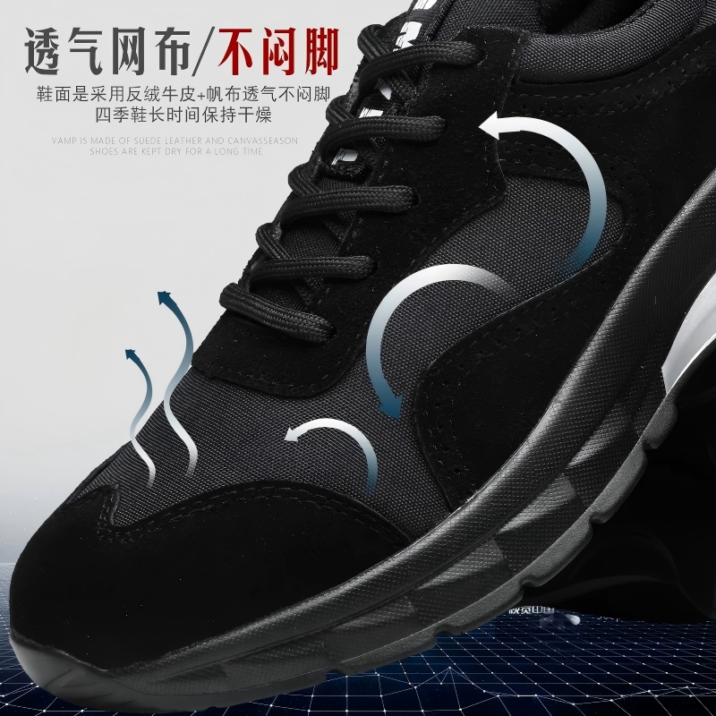 犇孚安全鞋男款防砸防刺穿劳保鞋轻便透气工地工作鞋钢包头防滑耐磨防护鞋高清大图