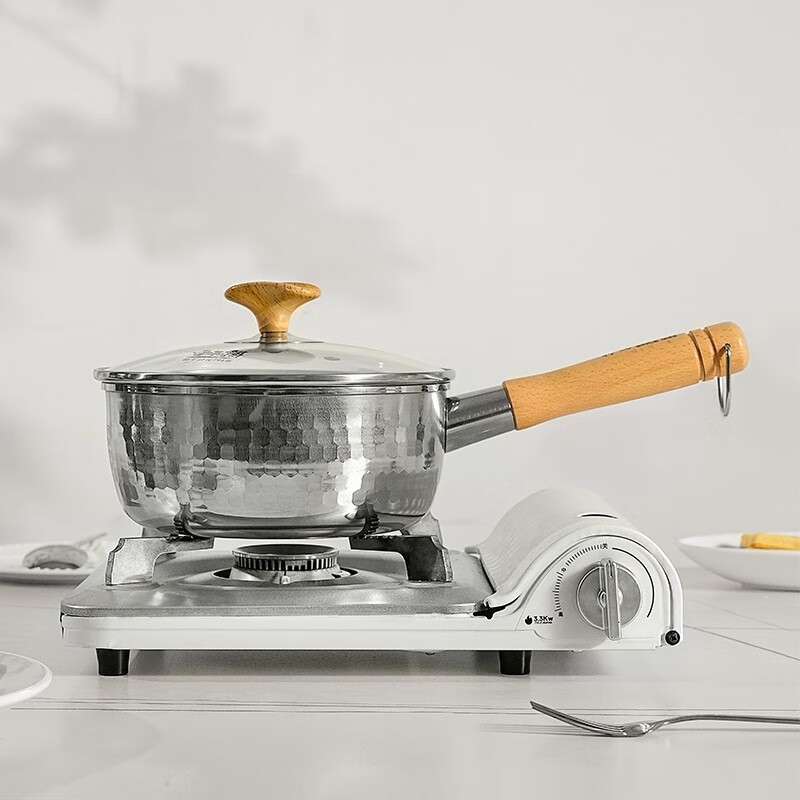 神田 日本雪平锅不锈钢小奶锅热奶锅煮面泡面锅宝宝婴儿辅食锅进口汤锅 钻石纹18cm雪平锅套装(含锅盖)