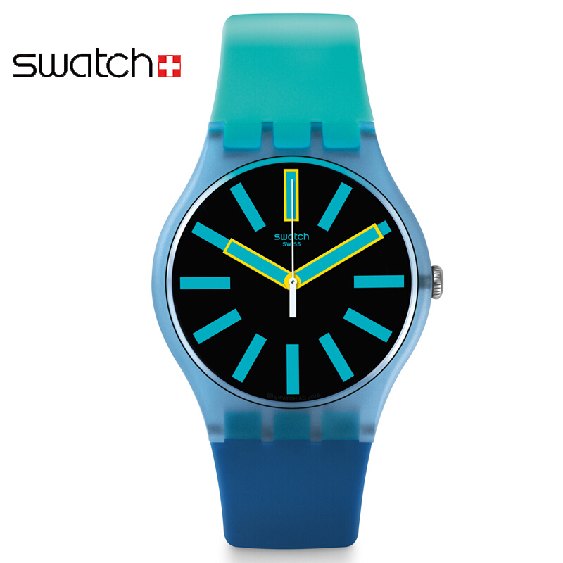 斯沃琪swatch手表原创系列 树脂表带石英男女士通用手表 闪光电轮suos