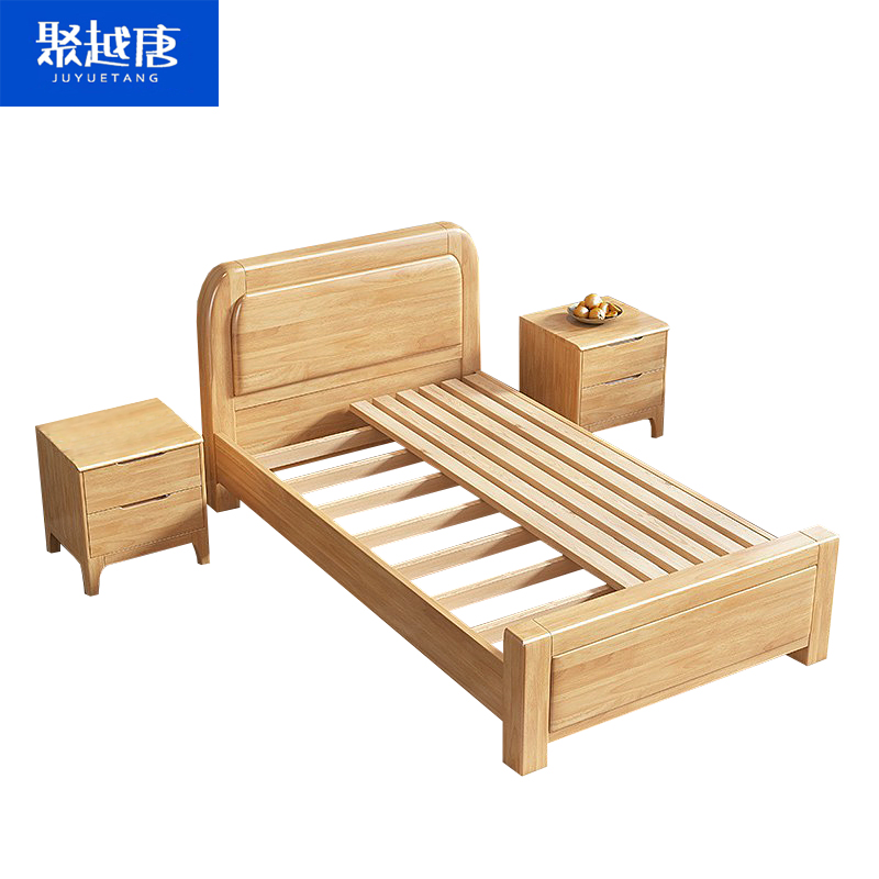 聚越唐JUYUETANG原木双人床加长款静静谧睡眠设计经典北欧高清大图