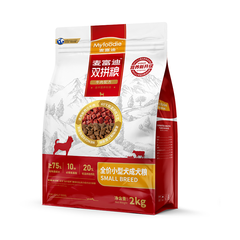 麦富迪狗粮牛肉双拼粮泰迪柯基成犬幼犬粮小型犬通用型狗粮2kg