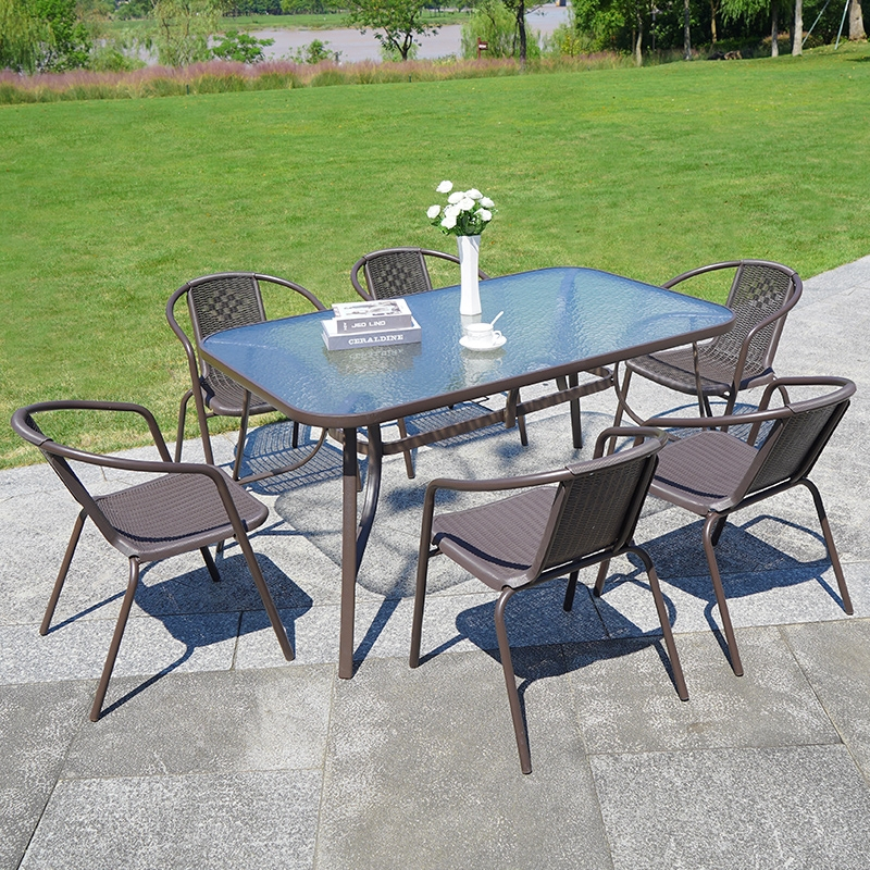 户外桌椅休闲庭院带伞组合室外奶茶店古达铁艺小防水露台椅子茶店套装