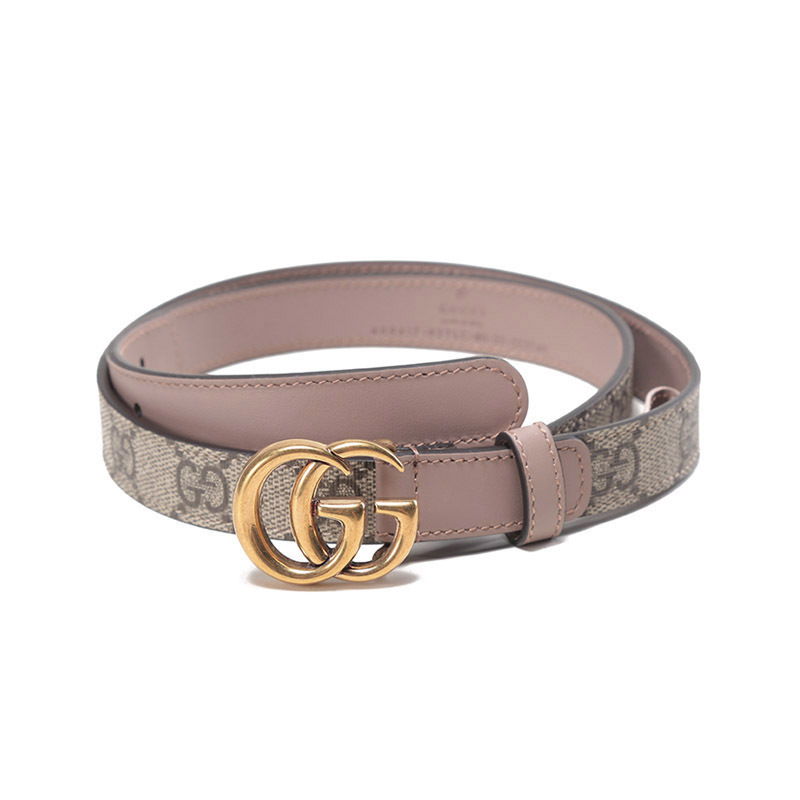 古驰gucci女士帆布皮革双g带扣不可裁剪窄版皮带腰带40941792tlc