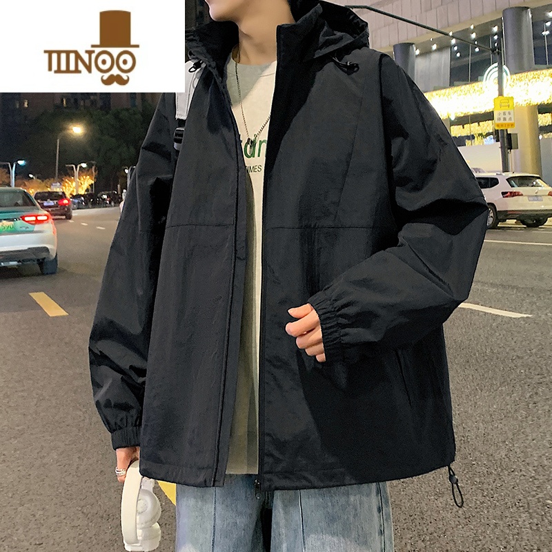 YANXU防风冲锋衣外套男春季潮牌户外运动机能工装男生休闲风衣夹克男风 L 920石墨黑