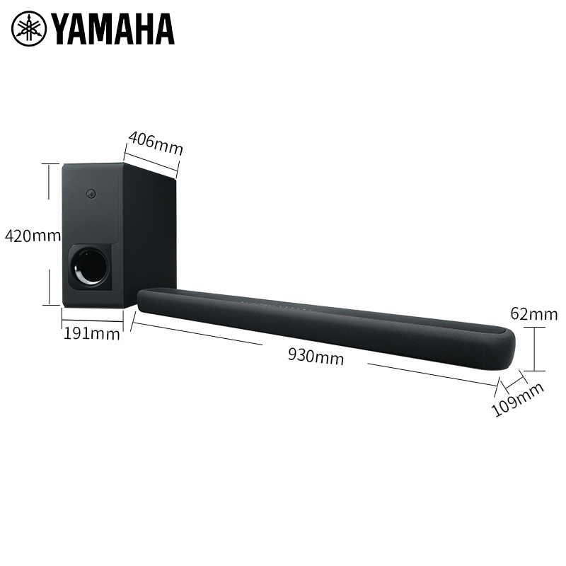 雅马哈YAS-209 电视回音壁5.1声道家庭影院音箱 无线低音炮 3D环绕声 WIFI 蓝牙杜比DTS 客厅音响