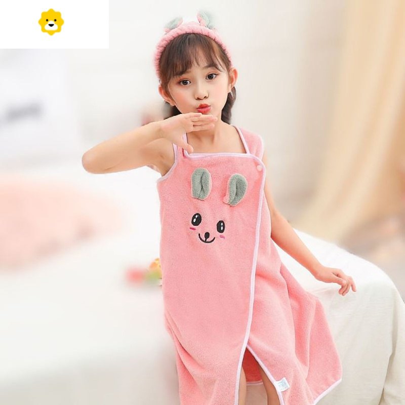 喻娄儿童浴巾女童可穿式超软超柔夏纱布男童速干毛巾浴袍大中大童