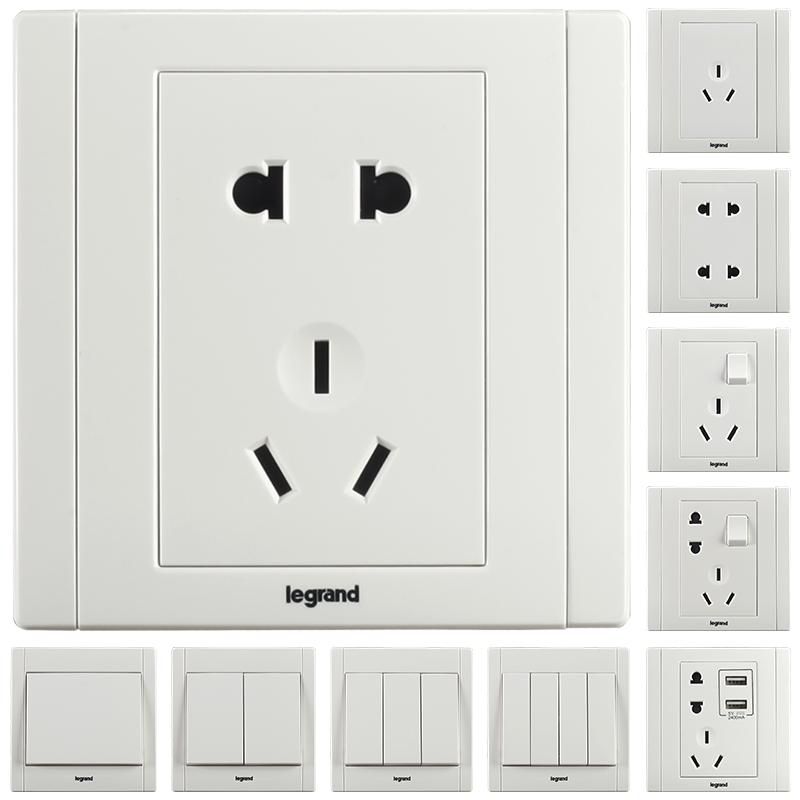 罗格朗(Legrand)开关插座官方旗舰店美涵白色 暗装面板多孔带开关usb五孔插座86型墙壁电源插座