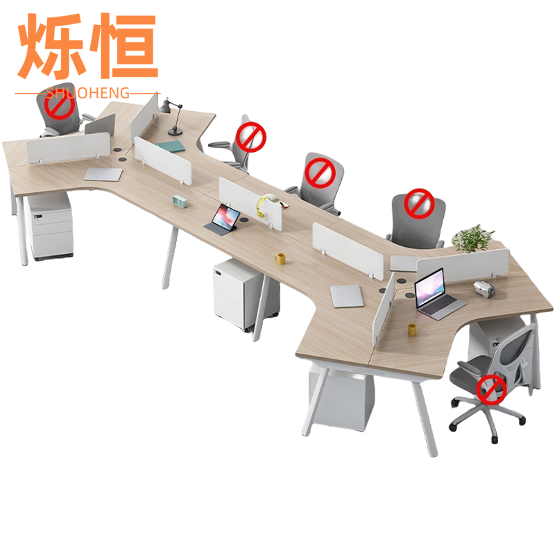烁恒 屏风办公桌 八人位含柜 套高清大图