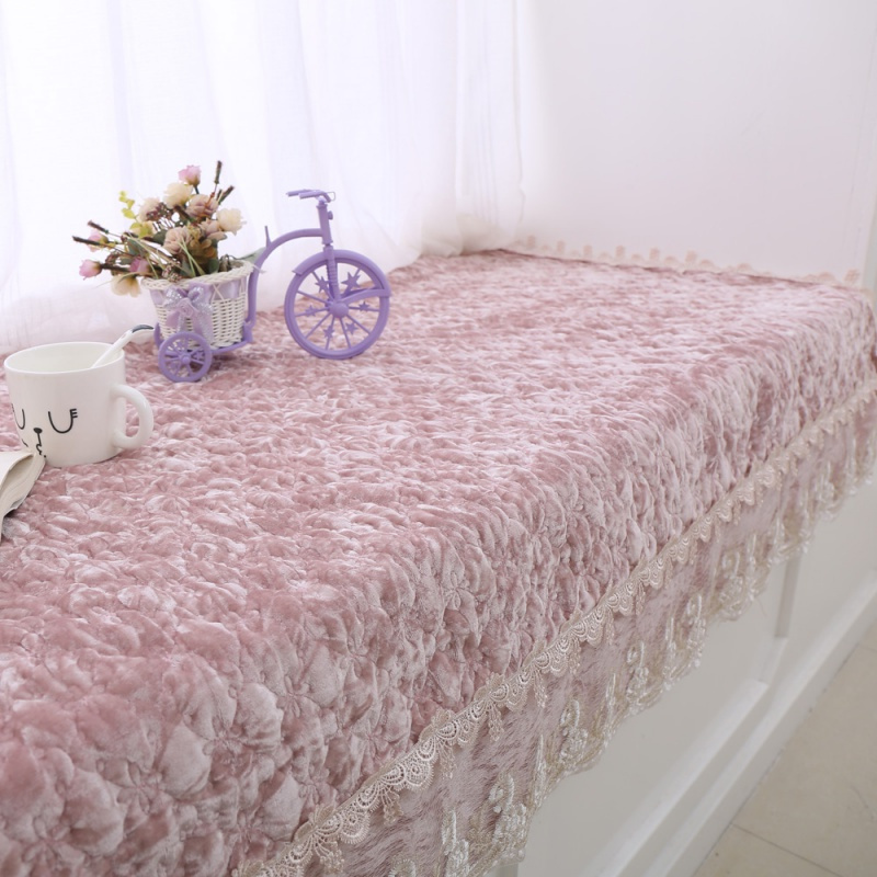 汐岩飘窗垫北欧风窗台垫公主卧室装饰飘窗毯飘窗榻榻米阳台垫子厚 金丝绒粉色90*160cm一条