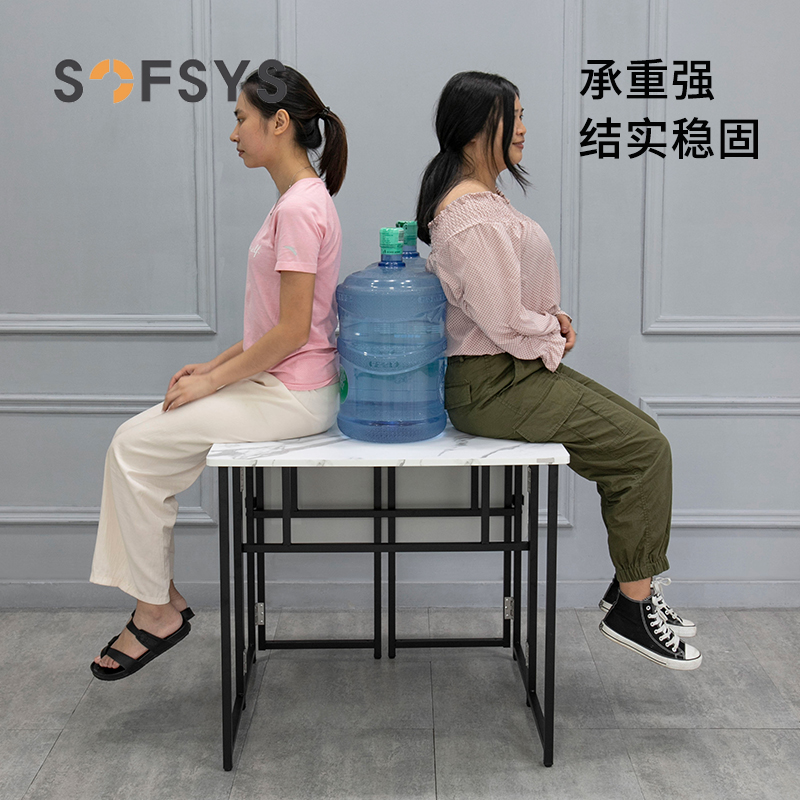 BONJEAN餐桌椅组合小户型现代简约饭桌客厅仿大理石轻奢可家用折叠餐桌子高清大图