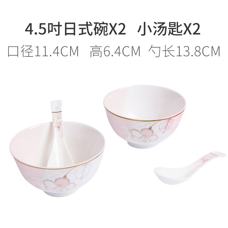 雅诚德(Arst) 日式陶瓷半色釉盘面饭汤碗碟勺子餐具套装S17-151 2碗2勺
