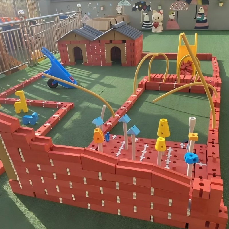 幼儿园砖筑大师户外EVA红砖构建区拼搭砌砖1436件高清大图