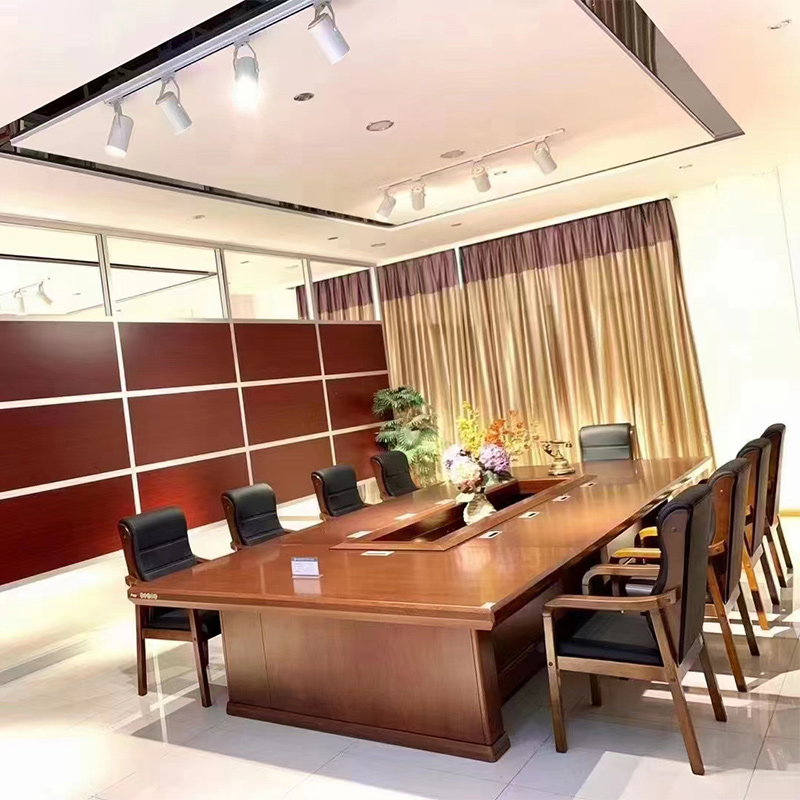 匡大会议桌5.5米油漆会议桌H1705F-5500（5500W*2200D*780H 带花槽）高清大图