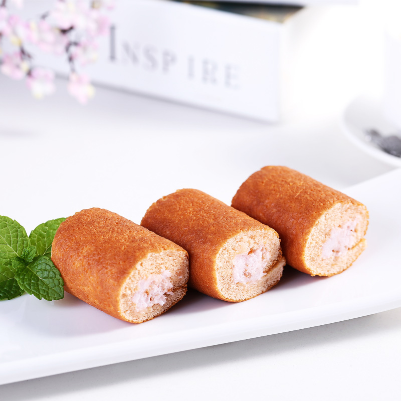 星七樱花味奶油夹心蛋糕卷袋装日本进口果味甜零食品小吃