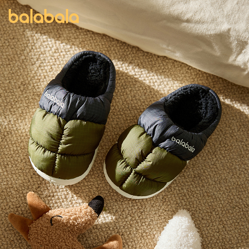 巴拉巴拉儿童棉拖鞋女童冬季2025新款宝宝室内加厚保暖男童居家鞋高清大图